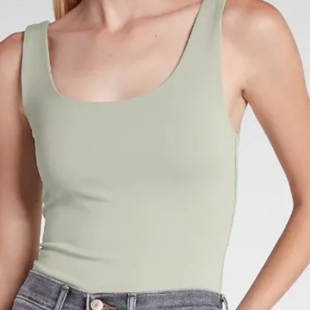 Express XL NWT Scoop Neck Body Contour Bodysuit Sage Green